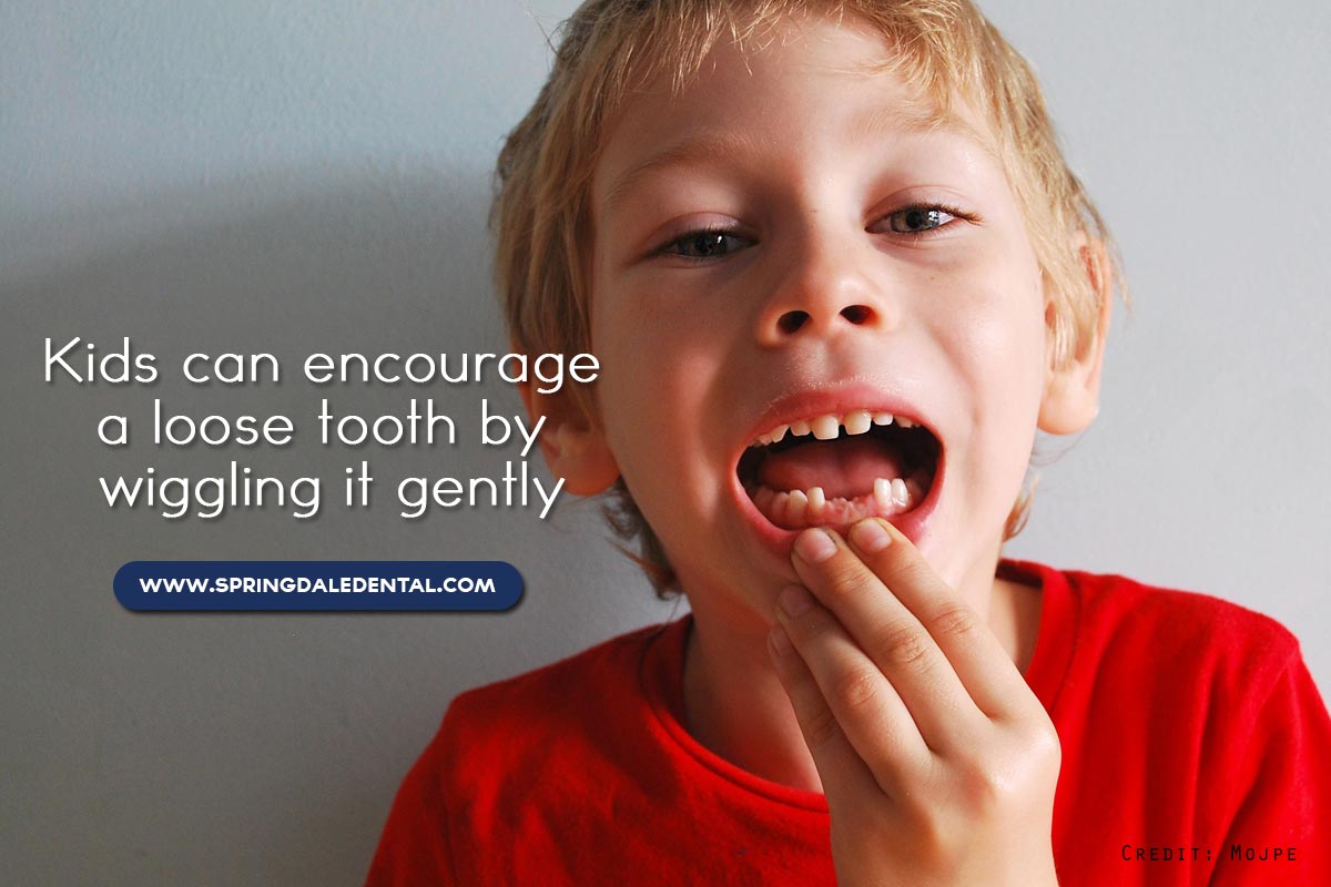 Kids can encourage a loose tooth by wiggling it gently